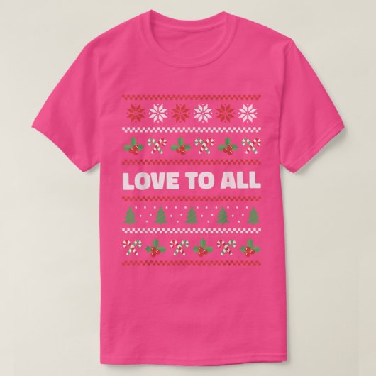 Love to All Ugly Christmas Sweater Candy Canes Xma Tシャツ (デザイン正面)
