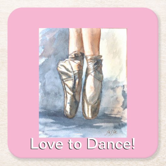 Love to Dance Ballet Paper Coasters スクエアペーパーコースター (正面)