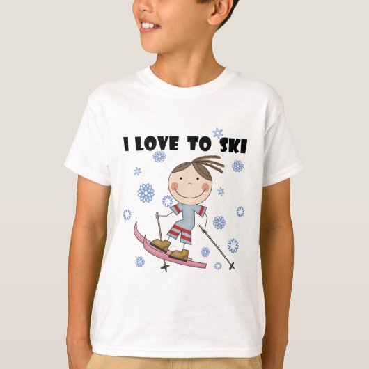 Love to Ski – 女子Tシャツとギフト Tシャツ (正面)