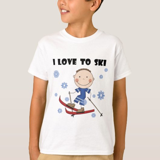Love to Ski – 男の子Tシャツとギフト Tシャツ (正面)