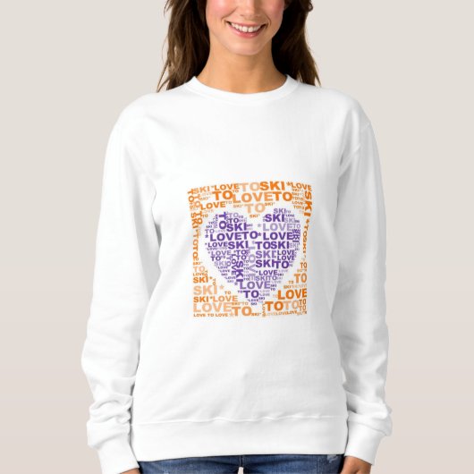 Love To Ski Orange Purple Sweatshirt スウェットシャツ (正面)