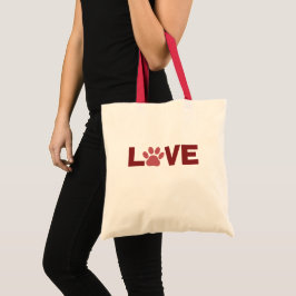Love Tote Bag With Paw Print トートバッグ
