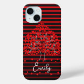 Love Tree iPhone Case Red Black Stripe Case-Mate iPhoneケース (裏面)