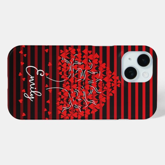 Love Tree iPhone Case Red Black Stripe Case-Mate iPhoneケース (裏面 (横))