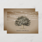 Love Tree & Lights Wedding RSVP素朴に根を張る 出欠カード (正面/裏面)