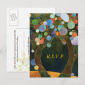 Love Trees（青）：ウェディングRSVPポストカード インビテーションポストカード (正面/裏面)