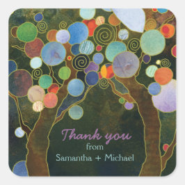 Love Trees Blue結婚's Thank You スクエアシール