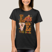 Love Turkey Cute Thanksgiving 1st First Grade Te Tシャツ (正面)