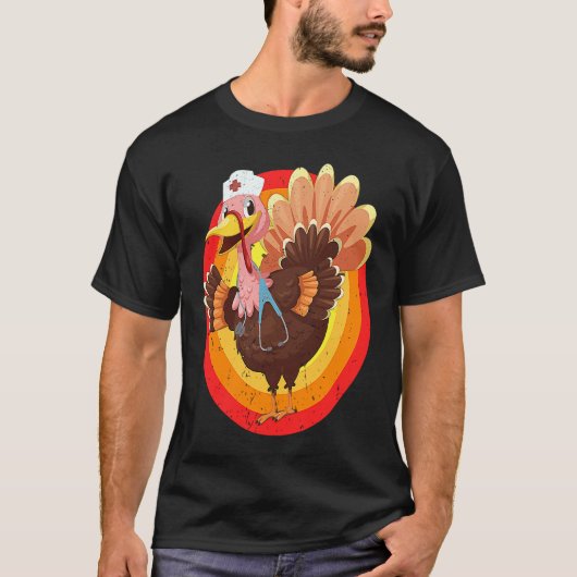 Love Turkey Stethoscope Nurse Life Thanksgiving Fa Tシャツ (正面)