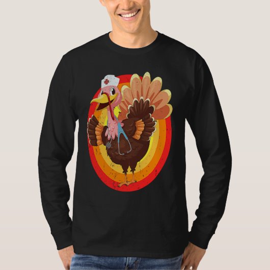 Love Turkey Stethoscope Nurse Life Thanksgiving Fa Tシャツ (正面)