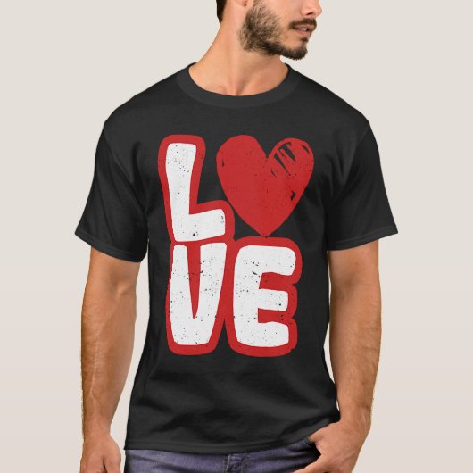 Love Typography Hearts Valentine's Day  Romantic C Tシャツ (正面)