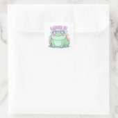 Love U Frog Sticker Cute Heart Eyes Frog Romantic  スクエアシール (バッグ)