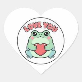 Love U Frog Sticker Cute Heart Eyes Frog Romantic  ハートシール
