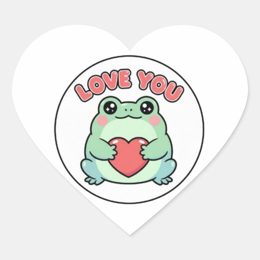Love U Frog Sticker Cute Heart Eyes Frog Romantic  ハートシール (正面)