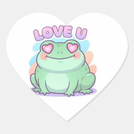 Love U Frog Sticker Cute Heart Eyes Frog Romantic  ハートシール