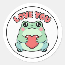 Love U Frog Sticker Cute Heart Eyes Frog Romantic  ラウンドシール