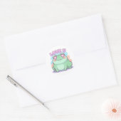 Love U Frog Sticker Cute Heart Eyes Frog Romantic  ラウンドシール (封筒)