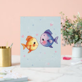 Love Under the Sea – Cute Watercolor Fish Couple アクリルサイン (ウェディング)