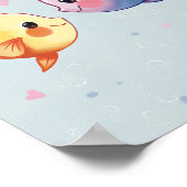Love Under the Sea – Cute Watercolor Fish Couple ポスター (角)
