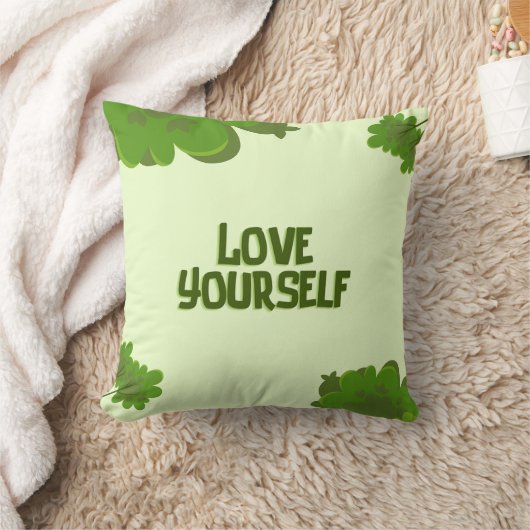 Love Ur Self Positive Affirmation Throw Pillow クッション (ブランケット)