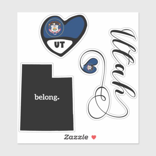 Love Utah, Sheet of Die Cut Stickers シール (シート)