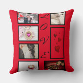 LOVE Valentines Day赤いハート写真コラージュ クッション (裏面)