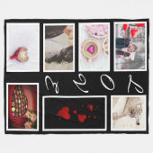 LOVE Valentines Day赤いハート写真コラージュ フリースブランケット (正面(横))