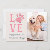 LOVE Valentines Day Pawプリントカスタムペット犬の写真 シーズンカード (正面)