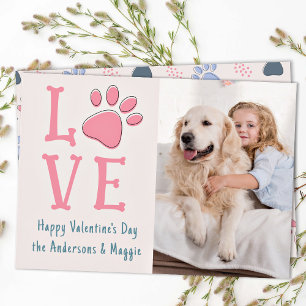LOVE Valentines Day Pawプリントカスタムペット犬の写真 シーズンカード