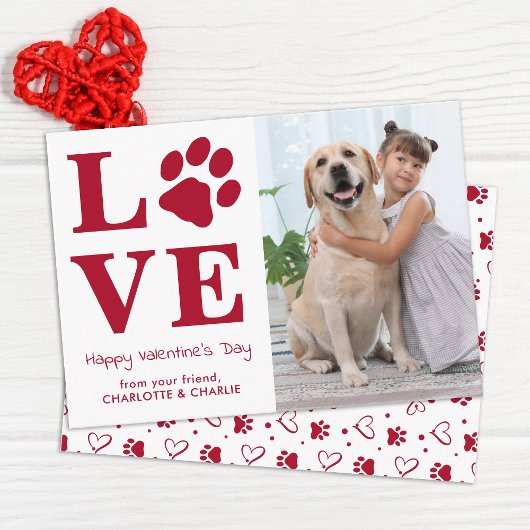 LOVE Valentines Day Pet Dog Photo Kids Classroom ノートカード