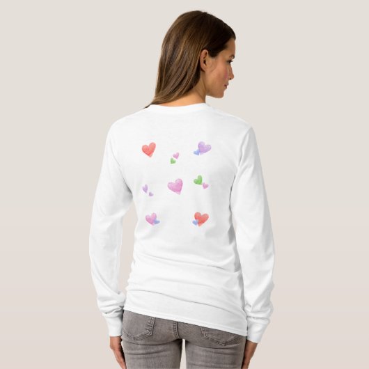 LOVE Valentines Fun Watercolor Hearts Tシャツ (裏面フル)