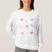 LOVE Valentines Fun Watercolor Hearts Tシャツ (正面)
