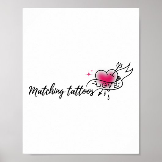 Love Valentines Matching Tattoosについて男性へ ポスター (正面)