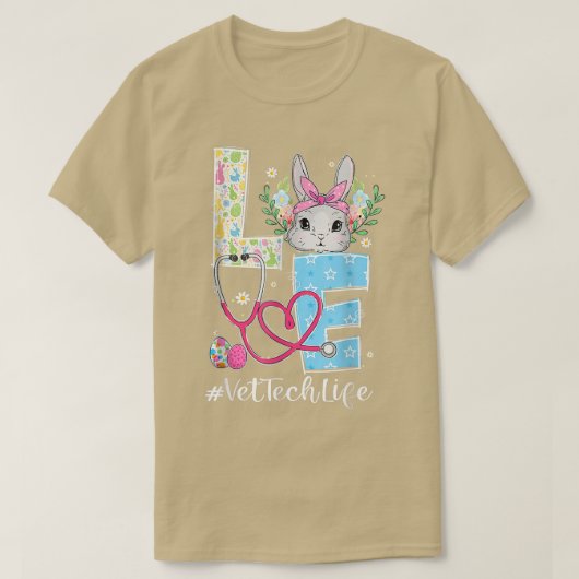 Love Vet Tech Life Bunny獣医Eas Tシャツ (デザイン正面)