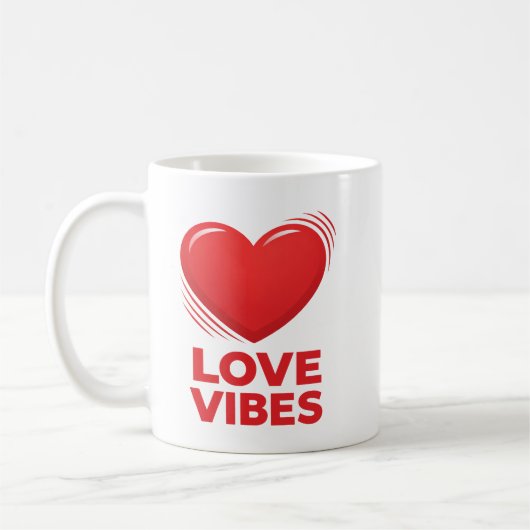 Love Vibes Heart Valentine Design コーヒーマグカップ (左)