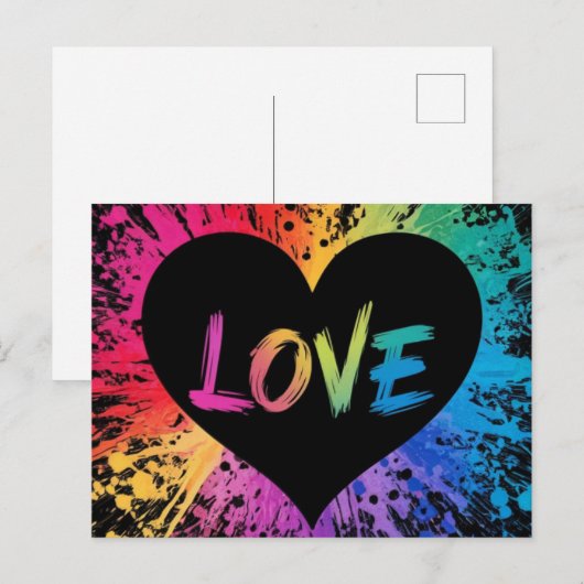 Love vibrant and colorful splatter pattern  ポストカード (正面/裏面)