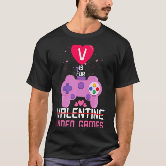 Love Video Game Gamer Gaming Hearts Day Happy Vale Tシャツ (正面)