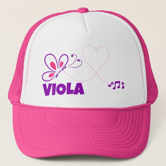 Love Viola Pink Purple Butterfly Heart キャップ (正面)
