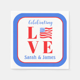 LOVE Watercolor American Flag NAME Bridal  スタンダードカクテルナプキン