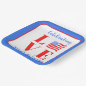 LOVE Watercolor American Flag NAME Bridal  ペーパープレート (傾斜あり)