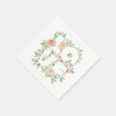 LOVE Watercolor Roses and Greenery Spring Wedding スタンダードカクテルナプキン (角)