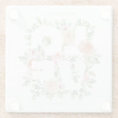 LOVE Watercolor Roses and Greenery Wedding ガラスコースター (裏面)