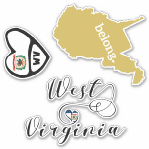 Love West Virginia, Sheet of Die Cutスタンプ シール