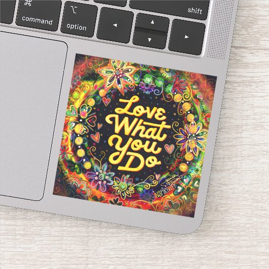 Love What You Doおもしろいフローラインスピレーションカラフル シール (詳細)