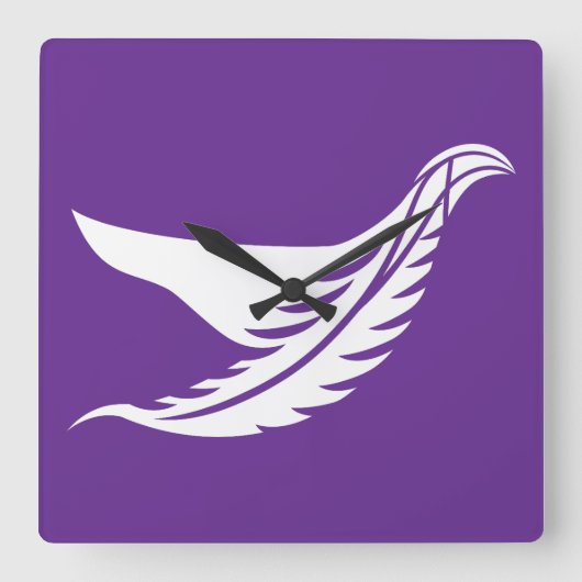 LOVE WHITE BIRD BY MASANSER スクエア壁時計 (正面)