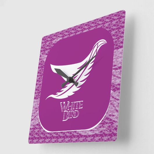 LOVE WHITE BIRD BY MASANSER スクエア壁時計 (傾斜)