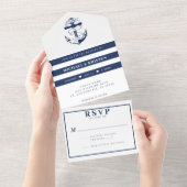 Love White & Blueいかり結婚 オールインワン招待状 (貼ってはがせる)