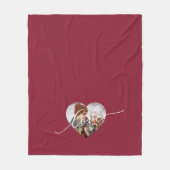 Love White Script Heart Photo Red フリースブランケット (正面)