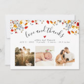 Love&Wildflower 3感謝していフォトベビーありがとうございました サンキューカード (正面)