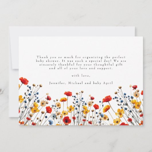 Love&Wildflower 3感謝していフォトベビーありがとうございました サンキューカード (裏面)